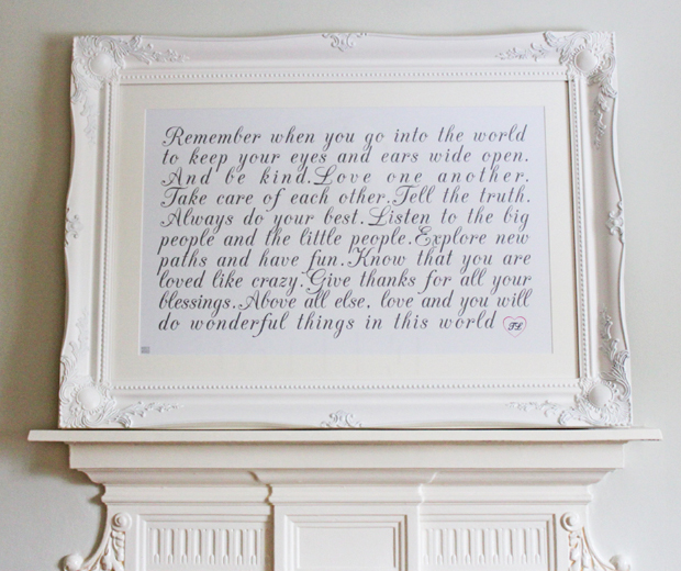 Framed wedding vows typographic fine art print