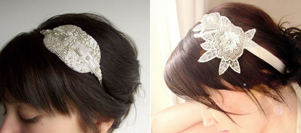 Grecian Silver Crystal Beaded Headband Bridal Headpiece by Atelier 