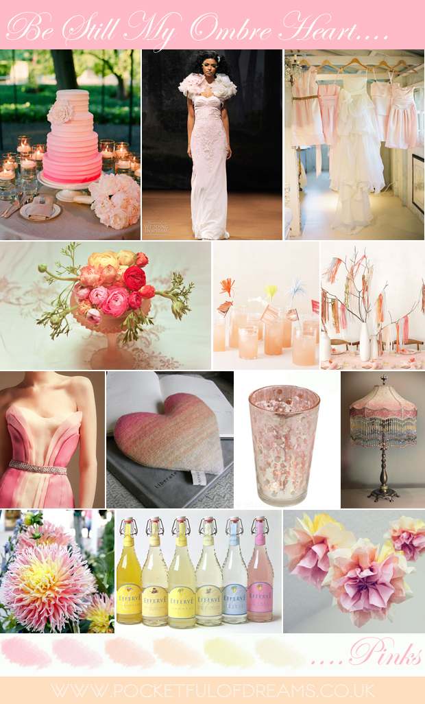 Top row Ombre wedding cake Lisa Lefkowitz via Style me Pretty Ombre 