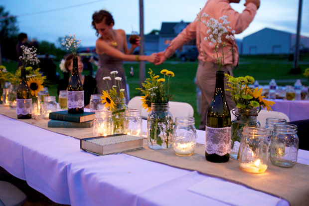 Real Wedding DIY Wedding Backyard Wedding Yellow grey Wedding 