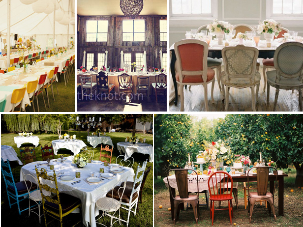 Collect mismatched vintage wedding chairs