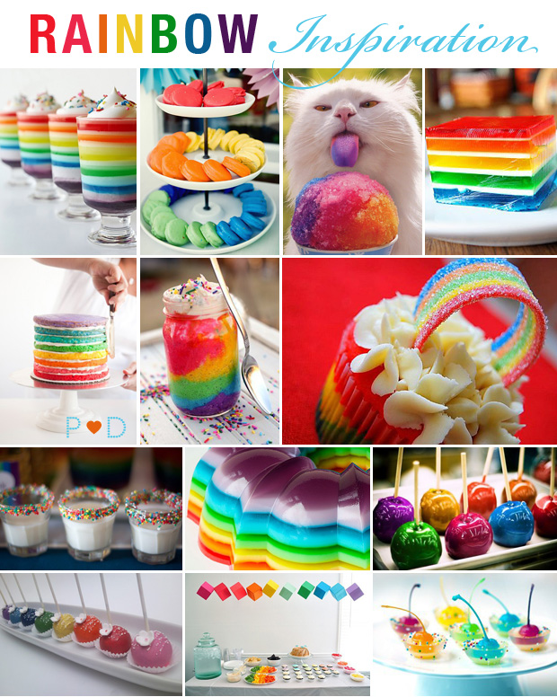 Tipples and treats Rainbow coloured food party idea wedding food cake