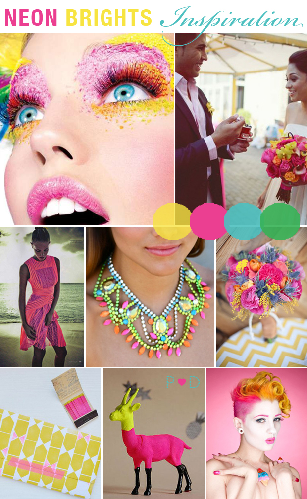 Neon Brights Bright Colours Wedding Inspiration Bridal Inspiration Boards 