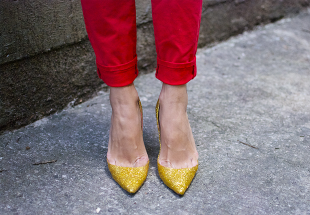 Miu Miu inspired Louboutin Gold Glitter Pumps by A Pair and a Space