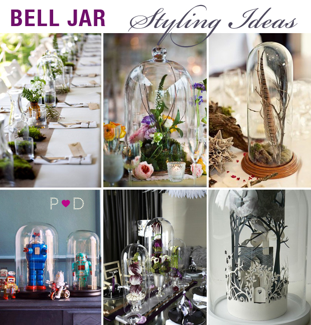 Bell Jar Cloche Wedding Centrepiece Wedding Decor Ideas Flower Display 