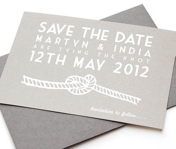 These stunning'Tying the Knot' save the Date cards feature vintage 