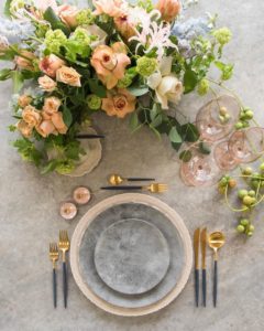 Wedding styling, texture, place setting