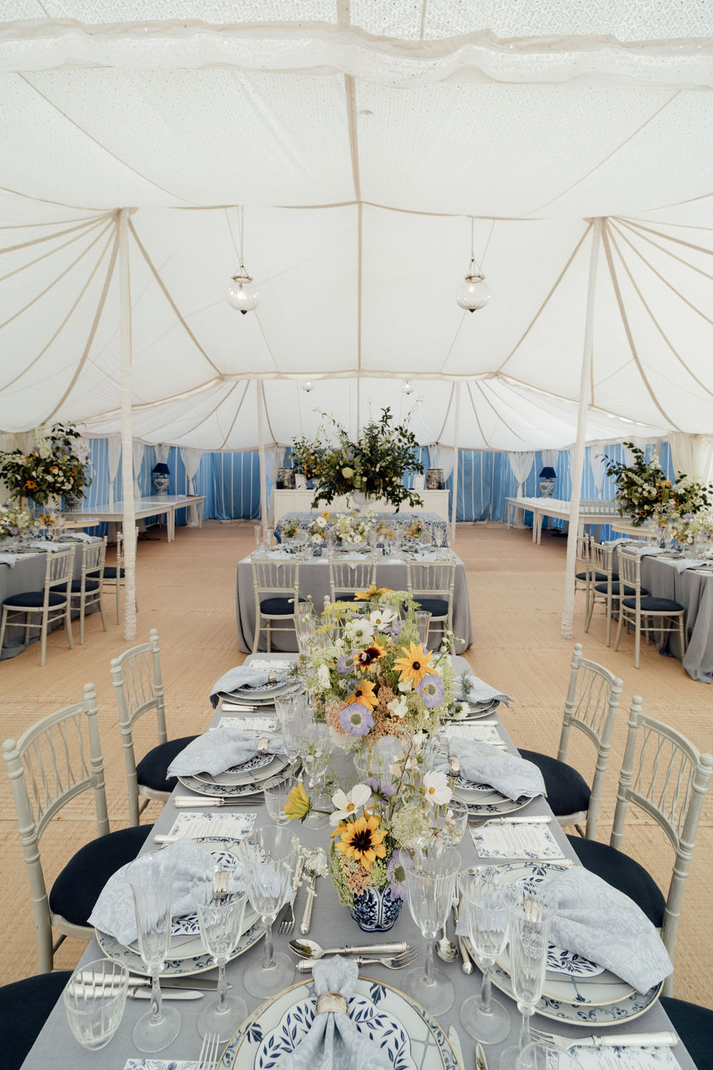 Heckfield Place, Luxury Event, Pocketful of dreams, Event Styling, 60th Birthday, Tablescape, Sunday Brunch Party, Matt Porteous, Kitten Grayson, Skye Gyngell, White and blue party