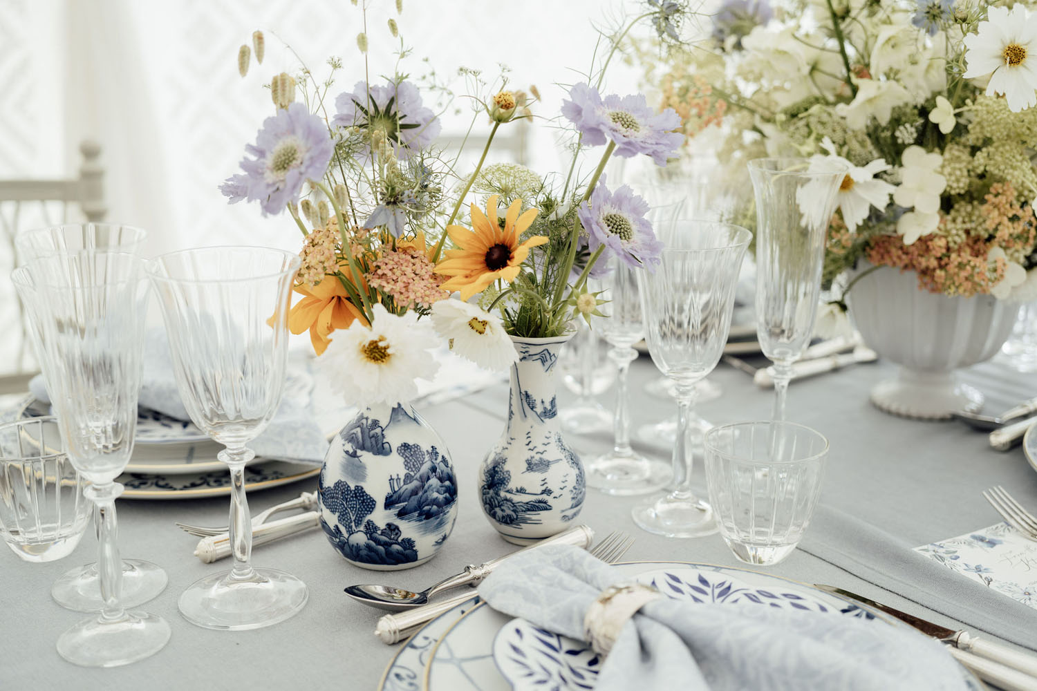 Heckfield Place, Luxury Event, Pocketful of dreams, Event Styling, 60th Birthday, Tablescape, Sunday Brunch Party, Matt Porteous, Kitten Grayson, Skye Gyngell, White and blue party