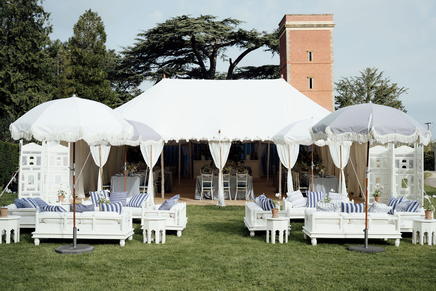 Heckfield Place, Luxury Event, Pocketful of dreams, Event Styling, 60th Birthday, Tablescape, Sunday Brunch Party, Matt Porteous, Kitten Grayson, Skye Gyngell, White and blue party