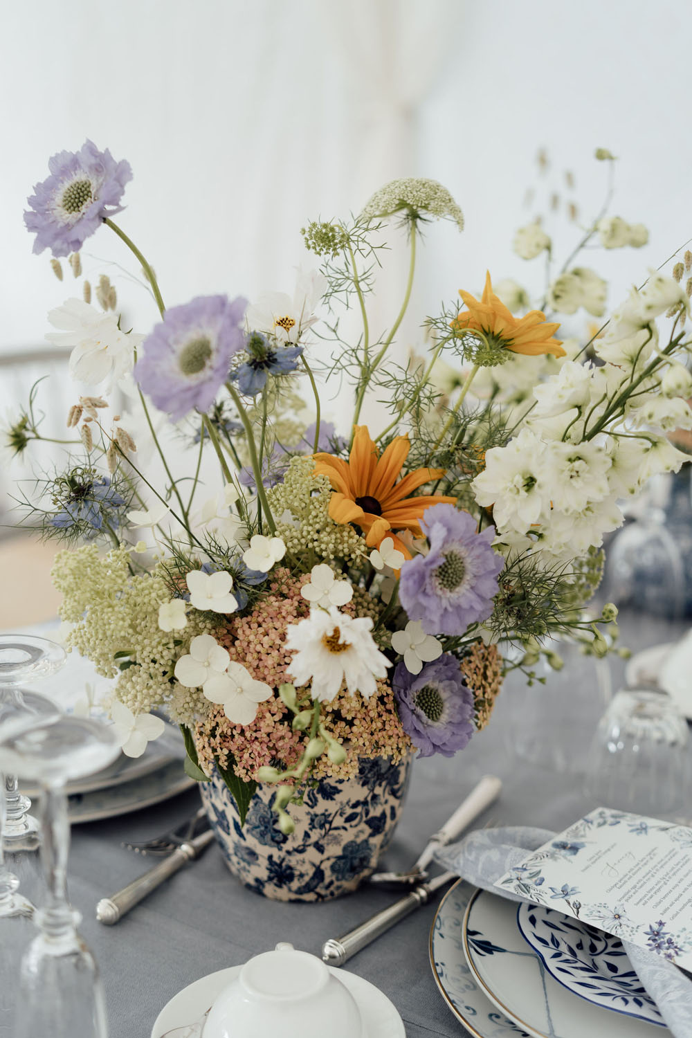 Heckfield Place, Luxury Event, Pocketful of dreams, Event Styling, 60th Birthday, Tablescape, Sunday Brunch Party, Matt Porteous, Kitten Grayson, Skye Gyngell, White and blue party