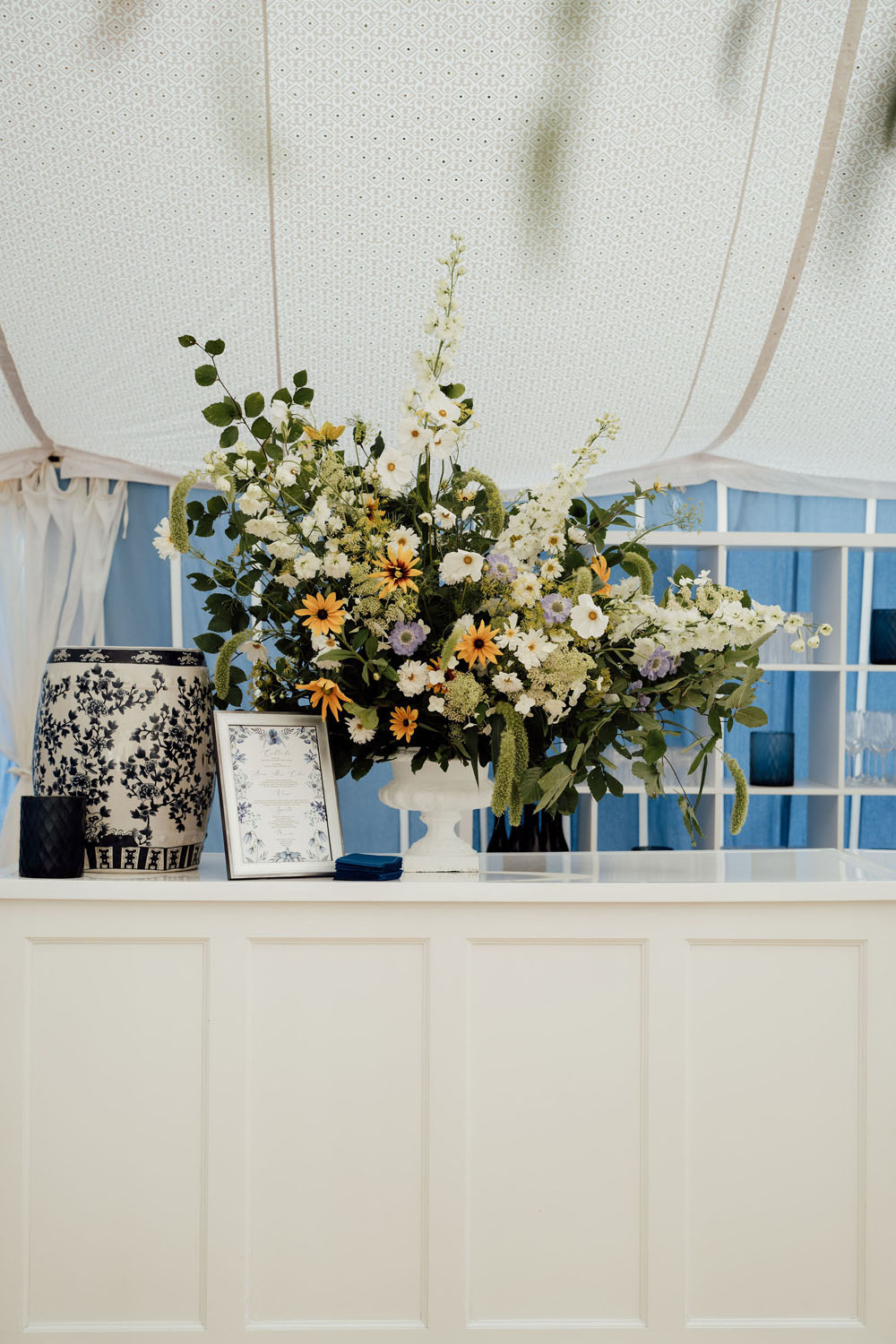 Heckfield Place, Luxury Event, Pocketful of dreams, Event Styling, 60th Birthday, Tablescape, Sunday Brunch Party, Matt Porteous, Kitten Grayson, Skye Gyngell, White and blue party