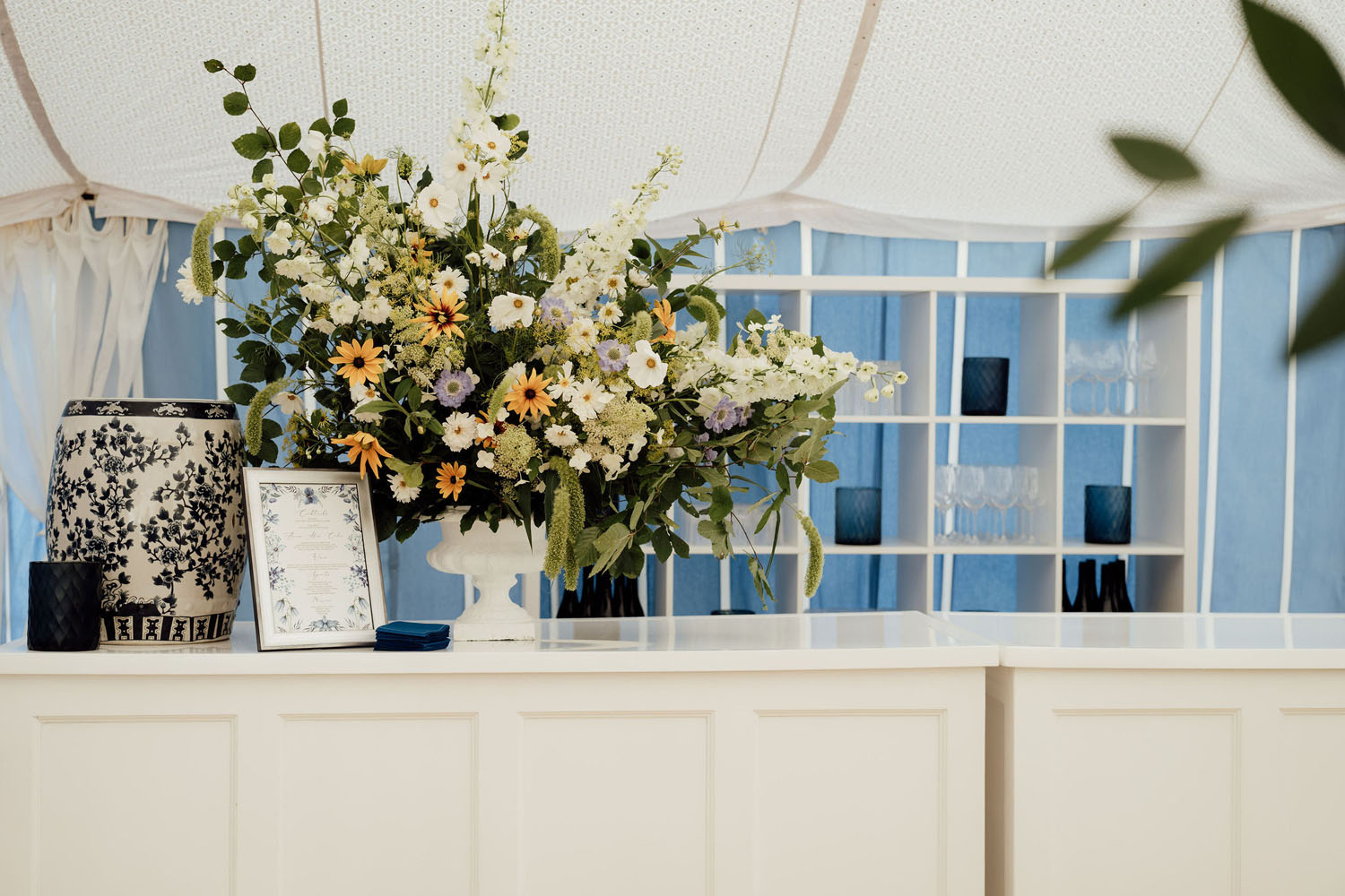 Heckfield Place, Luxury Event, Pocketful of dreams, Event Styling, 60th Birthday, Tablescape, Sunday Brunch Party, Matt Porteous, Kitten Grayson, Skye Gyngell, White and blue party