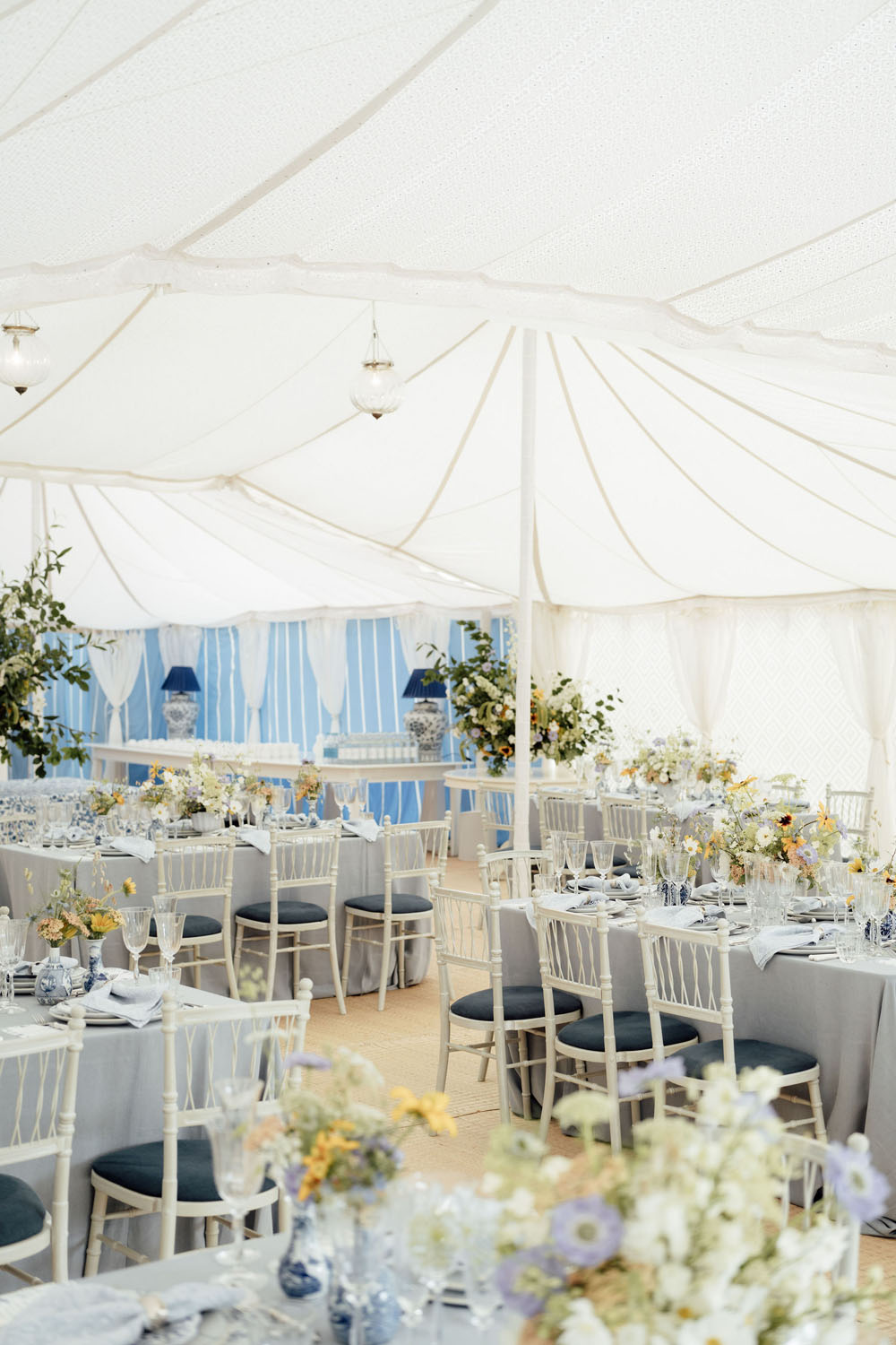 Heckfield Place, Luxury Event, Pocketful of dreams, Event Styling, 60th Birthday, Tablescape, Sunday Brunch Party, Matt Porteous, Kitten Grayson, Skye Gyngell, White and blue party