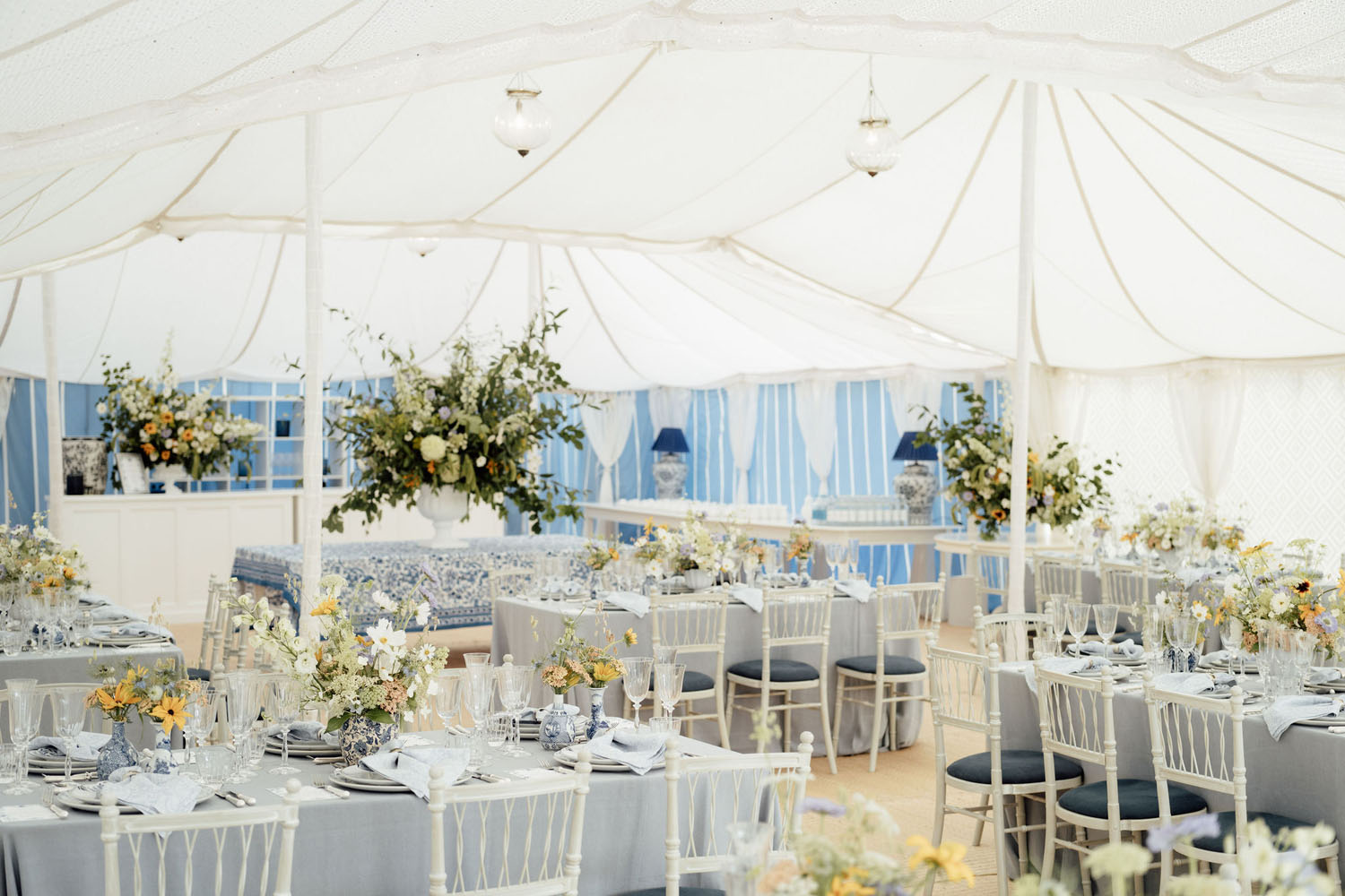 Heckfield Place, Luxury Event, Pocketful of dreams, Event Styling, 60th Birthday, Tablescape, Sunday Brunch Party, Matt Porteous, Kitten Grayson, Skye Gyngell, White and blue party