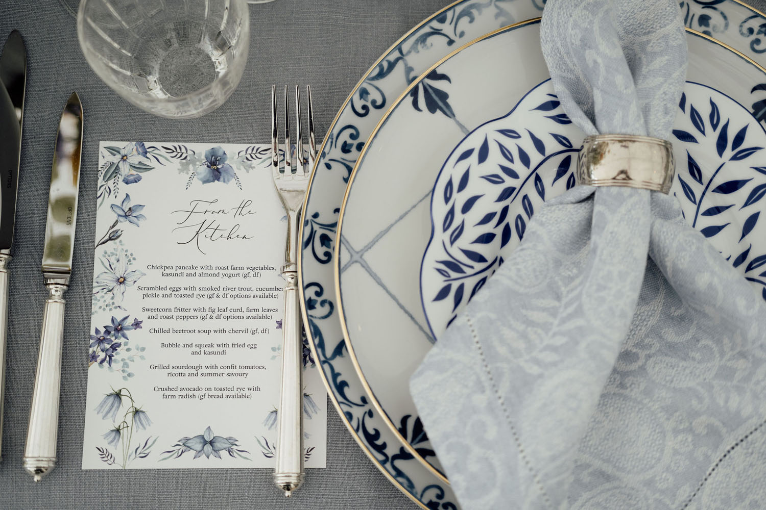 Heckfield Place, Luxury Event, Pocketful of dreams, Event Styling, 60th Birthday, Tablescape, Sunday Brunch Party, Matt Porteous, Kitten Grayson, Skye Gyngell, White and blue party